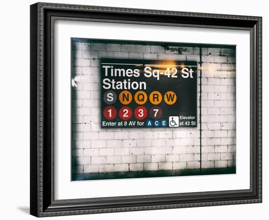 Subway Times Square - 42 Street Station - Subway Sign - Manhattan, New York City, USA-Philippe Hugonnard-Framed Art Print