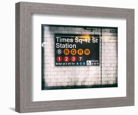 Subway Times Square - 42 Street Station - Subway Sign - Manhattan, New York City, USA-Philippe Hugonnard-Framed Art Print