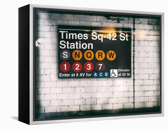 Subway Times Square - 42 Street Station - Subway Sign - Manhattan, New York City, USA-Philippe Hugonnard-Framed Stretched Canvas