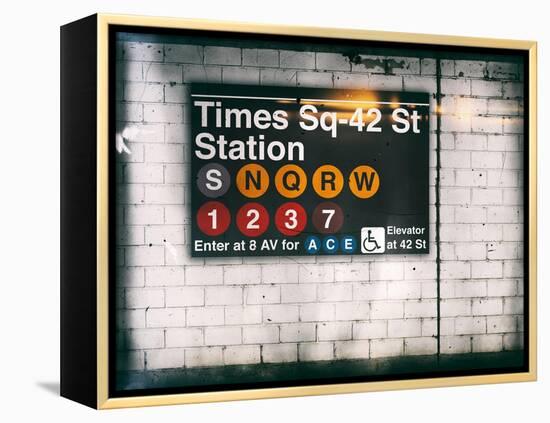 Subway Times Square - 42 Street Station - Subway Sign - Manhattan, New York City, USA-Philippe Hugonnard-Framed Stretched Canvas