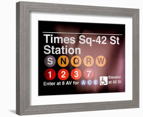 Subway Times Square - 42 Street Station - Subway Sign - Manhattan, New York City, USA-Philippe Hugonnard-Framed Art Print