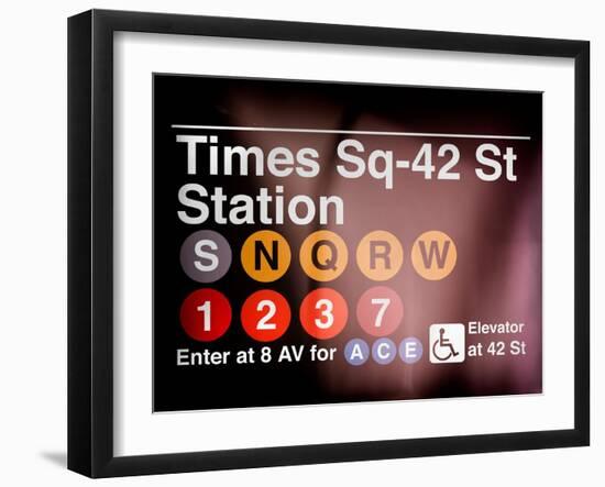 Subway Times Square - 42 Street Station - Subway Sign - Manhattan, New York City, USA-Philippe Hugonnard-Framed Art Print