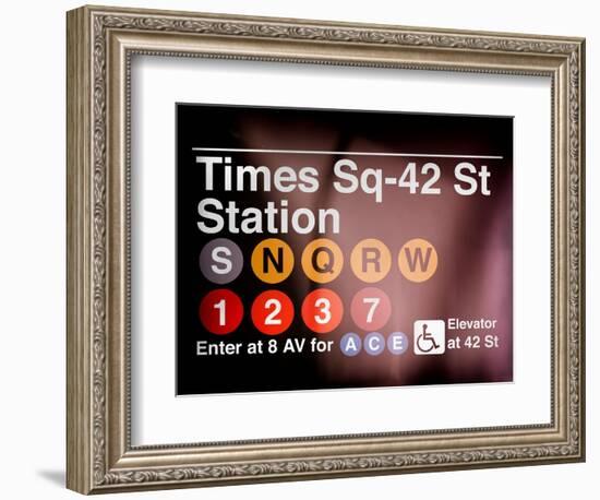 Subway Times Square - 42 Street Station - Subway Sign - Manhattan, New York City, USA-Philippe Hugonnard-Framed Art Print