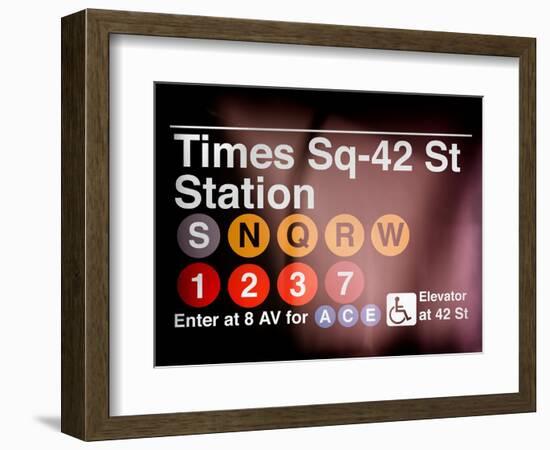 Subway Times Square - 42 Street Station - Subway Sign - Manhattan, New York City, USA-Philippe Hugonnard-Framed Art Print