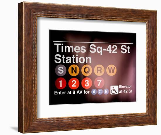 Subway Times Square - 42 Street Station - Subway Sign - Manhattan, New York City, USA-Philippe Hugonnard-Framed Art Print