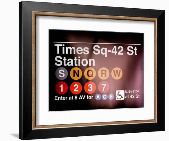 Subway Times Square - 42 Street Station - Subway Sign - Manhattan, New York City, USA-Philippe Hugonnard-Framed Art Print