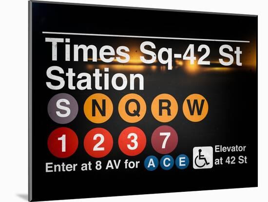 Subway Times Square - 42 Street Station - Subway Sign - Manhattan, New York City, USA-Philippe Hugonnard-Mounted Art Print