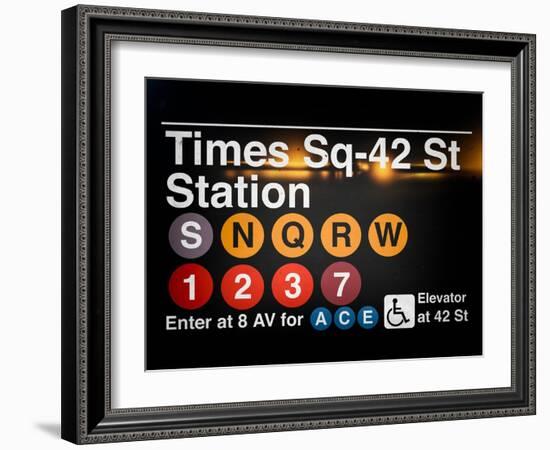 Subway Times Square - 42 Street Station - Subway Sign - Manhattan, New York City, USA-Philippe Hugonnard-Framed Art Print