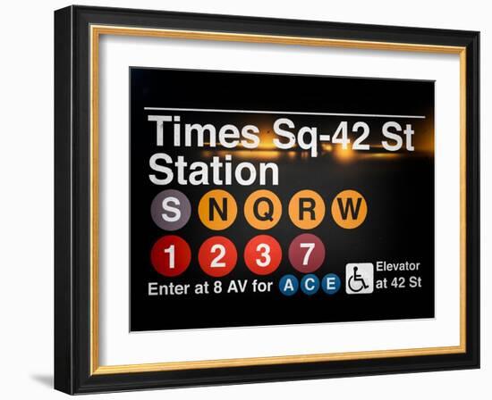 Subway Times Square - 42 Street Station - Subway Sign - Manhattan, New York City, USA-Philippe Hugonnard-Framed Art Print