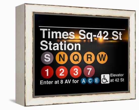 Subway Times Square - 42 Street Station - Subway Sign - Manhattan, New York City, USA-Philippe Hugonnard-Framed Stretched Canvas