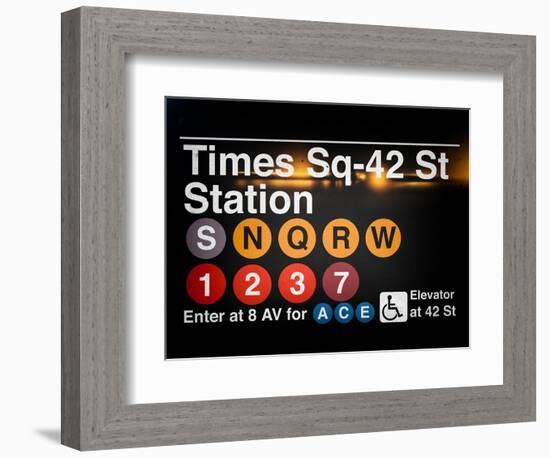 Subway Times Square - 42 Street Station - Subway Sign - Manhattan, New York City, USA-Philippe Hugonnard-Framed Premium Giclee Print