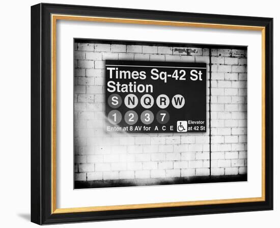 Subway Times Square - 42 Street Station - Subway Sign - Manhattan, New York City, USA-Philippe Hugonnard-Framed Art Print