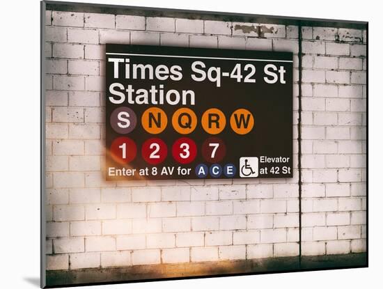 Subway Times Square - 42 Street Station - Subway Sign - Manhattan, New York City, USA-Philippe Hugonnard-Mounted Art Print