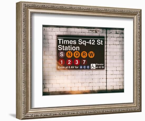 Subway Times Square - 42 Street Station - Subway Sign - Manhattan, New York City, USA-Philippe Hugonnard-Framed Art Print