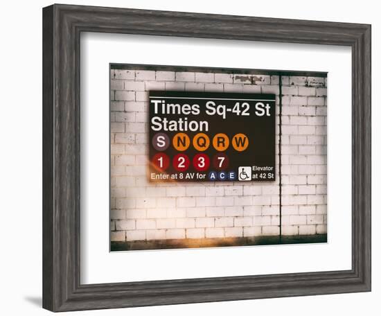 Subway Times Square - 42 Street Station - Subway Sign - Manhattan, New York City, USA-Philippe Hugonnard-Framed Art Print