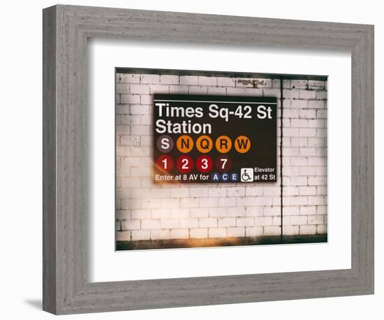 Subway Times Square - 42 Street Station - Subway Sign - Manhattan, New York City, USA-Philippe Hugonnard-Framed Art Print