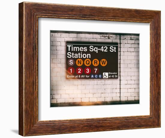 Subway Times Square - 42 Street Station - Subway Sign - Manhattan, New York City, USA-Philippe Hugonnard-Framed Art Print