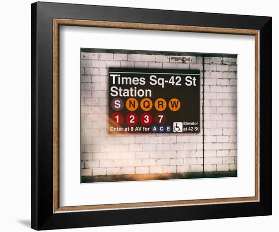 Subway Times Square - 42 Street Station - Subway Sign - Manhattan, New York City, USA-Philippe Hugonnard-Framed Art Print