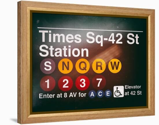 Subway Times Square - 42 Street Station - Subway Sign - Manhattan, New York City, USA-Philippe Hugonnard-Framed Stretched Canvas