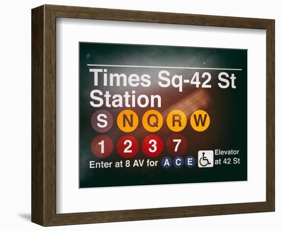 Subway Times Square - 42 Street Station - Subway Sign - Manhattan, New York City, USA-Philippe Hugonnard-Framed Art Print