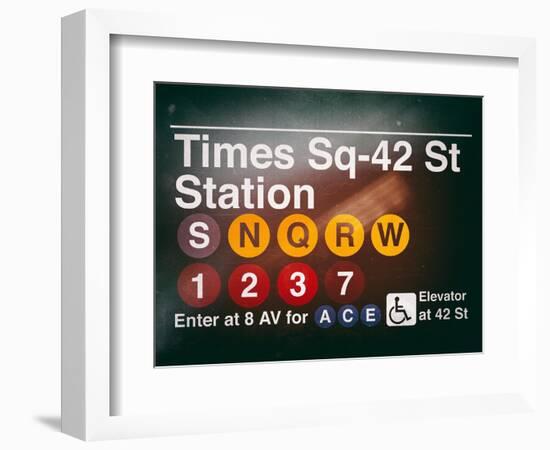 Subway Times Square - 42 Street Station - Subway Sign - Manhattan, New York City, USA-Philippe Hugonnard-Framed Art Print