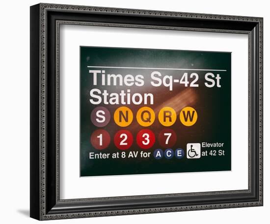 Subway Times Square - 42 Street Station - Subway Sign - Manhattan, New York City, USA-Philippe Hugonnard-Framed Art Print