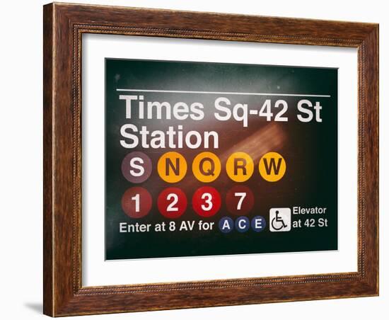 Subway Times Square - 42 Street Station - Subway Sign - Manhattan, New York City, USA-Philippe Hugonnard-Framed Art Print