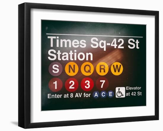 Subway Times Square - 42 Street Station - Subway Sign - Manhattan, New York City, USA-Philippe Hugonnard-Framed Art Print