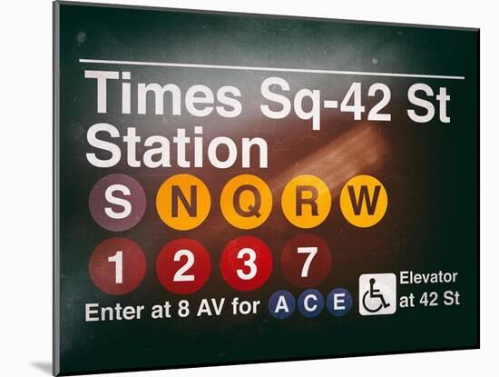 Subway Times Square - 42 Street Station - Subway Sign - Manhattan, New York City, USA-Philippe Hugonnard-Mounted Art Print