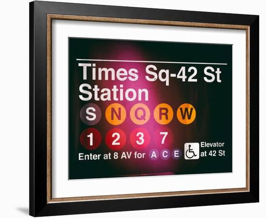 Subway Times Square - 42 Street Station - Subway Sign - Manhattan, New York City, USA-Philippe Hugonnard-Framed Art Print