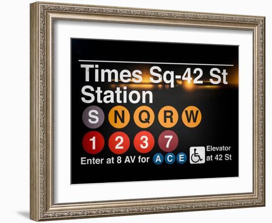 Subway Times Square - 42 Street Station - Subway Sign - Manhattan, New York City, USA-Philippe Hugonnard-Framed Art Print