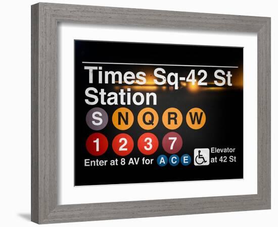 Subway Times Square - 42 Street Station - Subway Sign - Manhattan, New York City, USA-Philippe Hugonnard-Framed Art Print