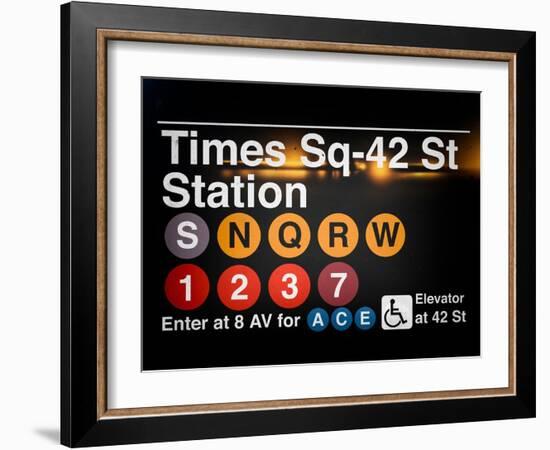 Subway Times Square - 42 Street Station - Subway Sign - Manhattan, New York City, USA-Philippe Hugonnard-Framed Art Print