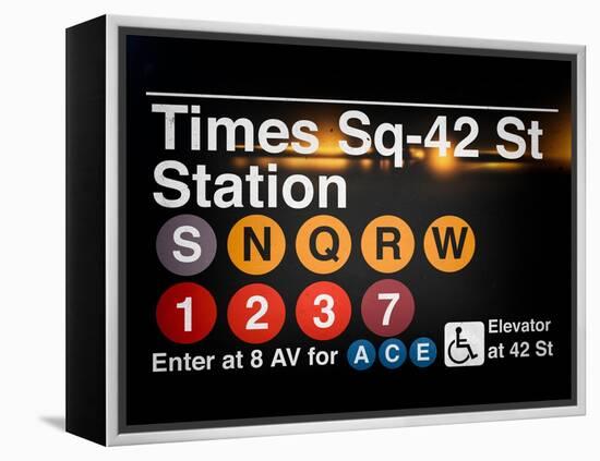 Subway Times Square - 42 Street Station - Subway Sign - Manhattan, New York City, USA-Philippe Hugonnard-Framed Stretched Canvas