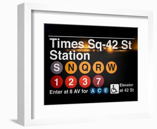 Subway Times Square - 42 Street Station - Subway Sign - Manhattan, New York City, USA-Philippe Hugonnard-Framed Art Print