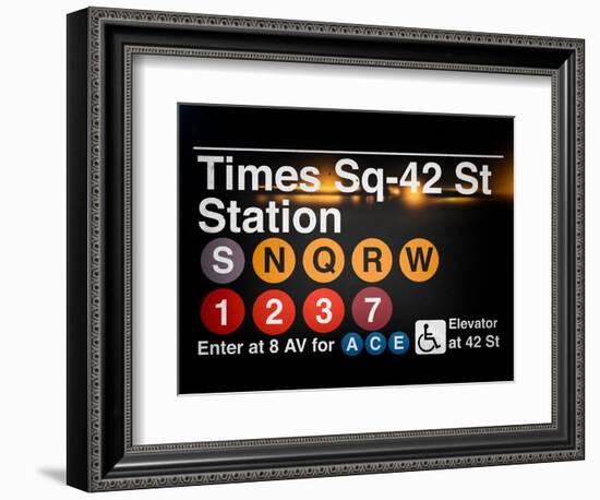 Subway Times Square - 42 Street Station - Subway Sign - Manhattan, New York City, USA-Philippe Hugonnard-Framed Art Print