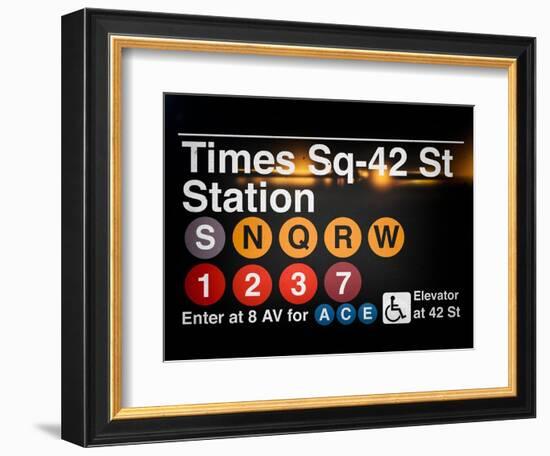 Subway Times Square - 42 Street Station - Subway Sign - Manhattan, New York City, USA-Philippe Hugonnard-Framed Art Print