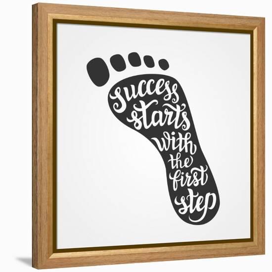 'Success Starts with the First Step' Lettering-Victoria Gripas-Framed Stretched Canvas