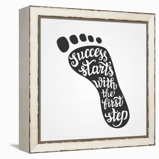 'Success Starts with the First Step' Lettering-Victoria Gripas-Framed Stretched Canvas