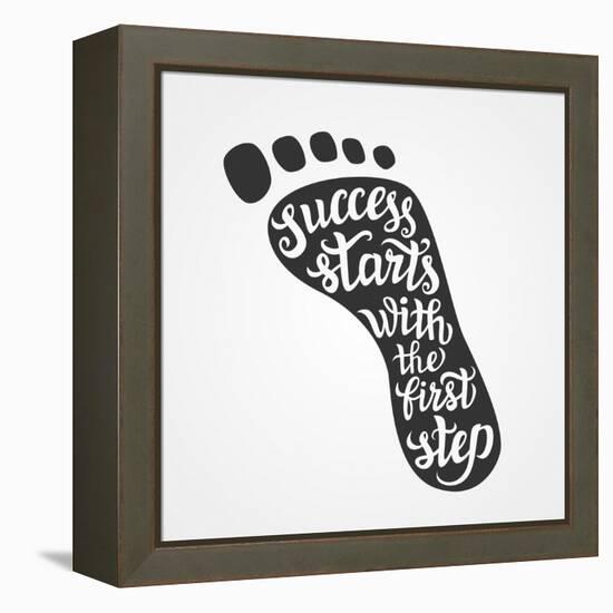 'Success Starts with the First Step' Lettering-Victoria Gripas-Framed Stretched Canvas