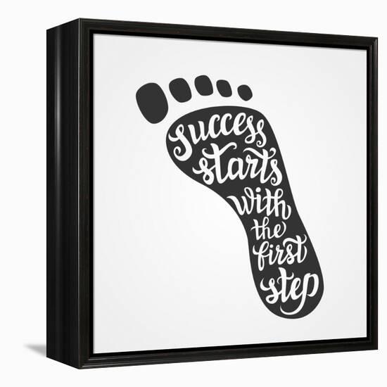'Success Starts with the First Step' Lettering-Victoria Gripas-Framed Stretched Canvas
