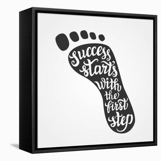 'Success Starts with the First Step' Lettering-Victoria Gripas-Framed Stretched Canvas