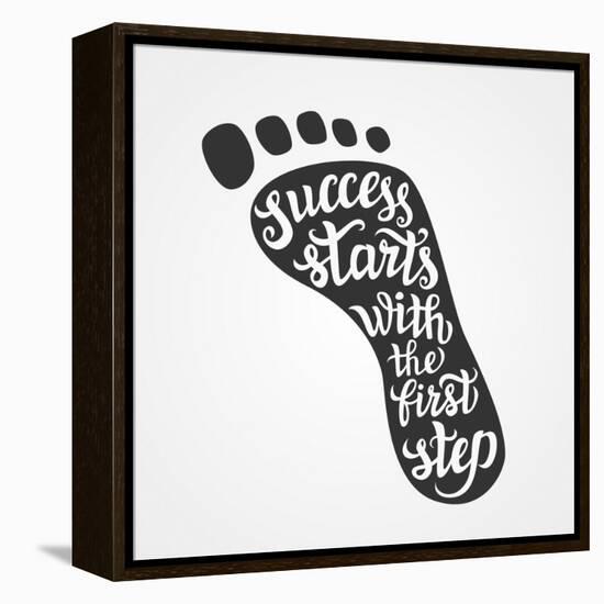 'Success Starts with the First Step' Lettering-Victoria Gripas-Framed Stretched Canvas