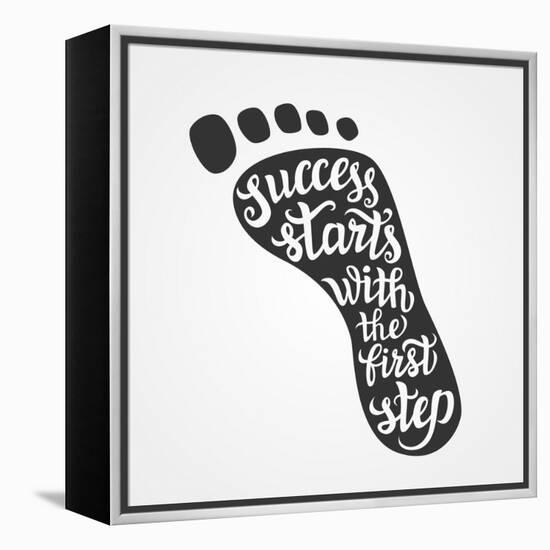 'Success Starts with the First Step' Lettering-Victoria Gripas-Framed Stretched Canvas