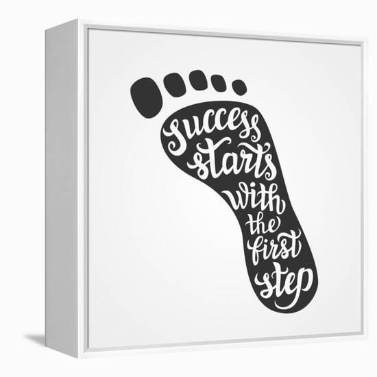 'Success Starts with the First Step' Lettering-Victoria Gripas-Framed Stretched Canvas
