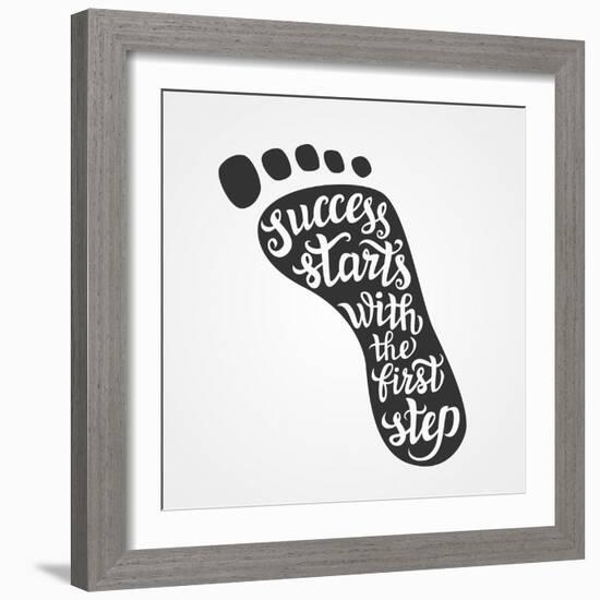 'Success Starts with the First Step' Lettering-Victoria Gripas-Framed Art Print