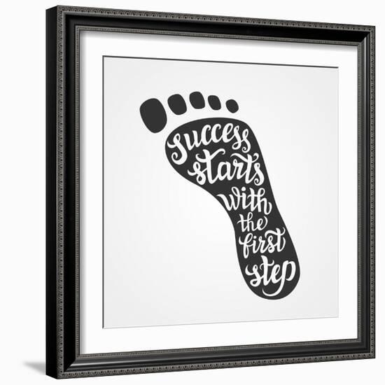 'Success Starts with the First Step' Lettering-Victoria Gripas-Framed Art Print