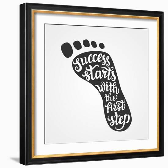 'Success Starts with the First Step' Lettering-Victoria Gripas-Framed Art Print