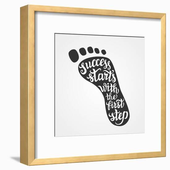 'Success Starts with the First Step' Lettering-Victoria Gripas-Framed Art Print