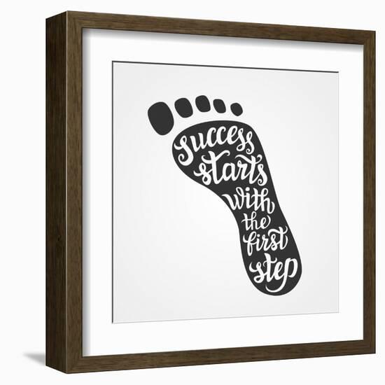 'Success Starts with the First Step' Lettering-Victoria Gripas-Framed Art Print